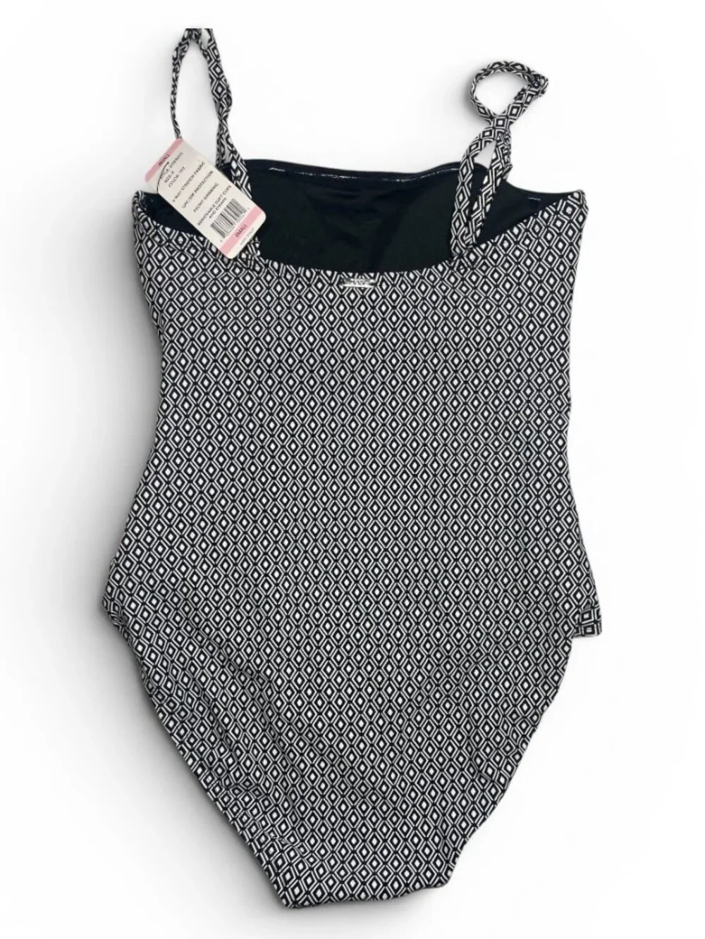 DKNY New Swimsuit One Piece Size Small Black White Diamonds - Picture 2 of 2